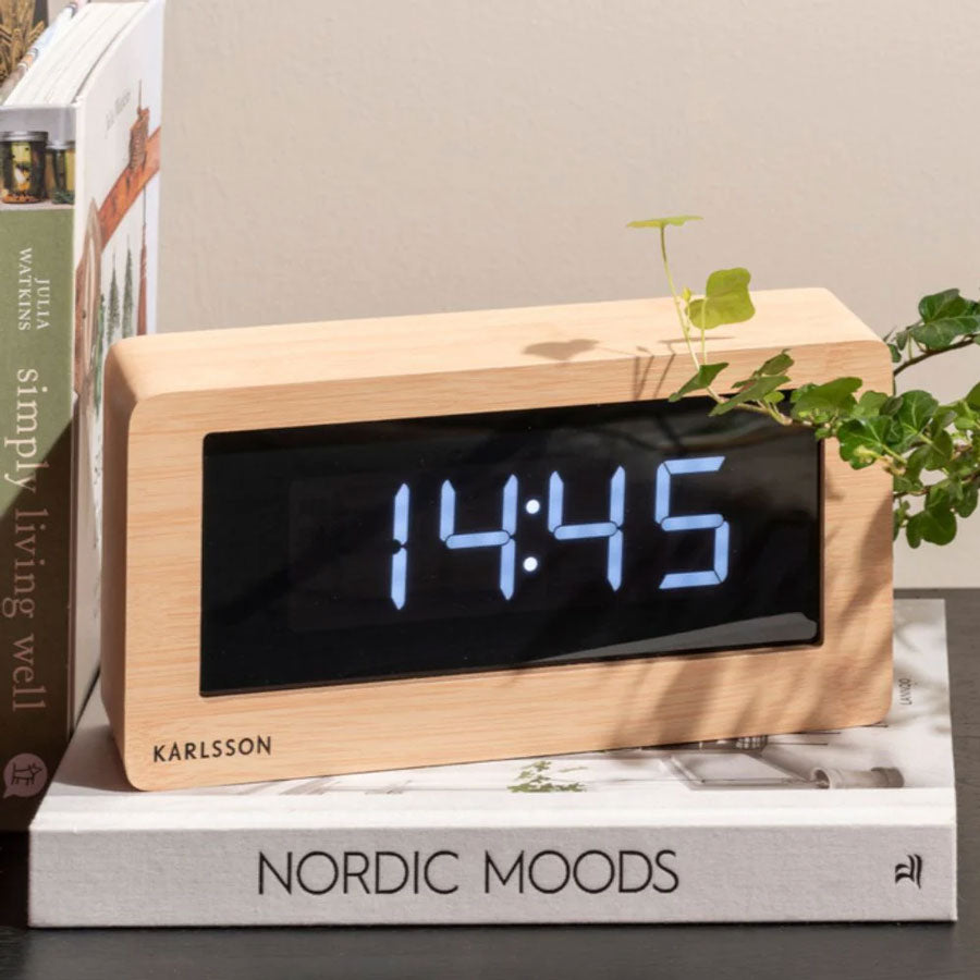 Boxed LED Table Clock (USB) - Light Wood
