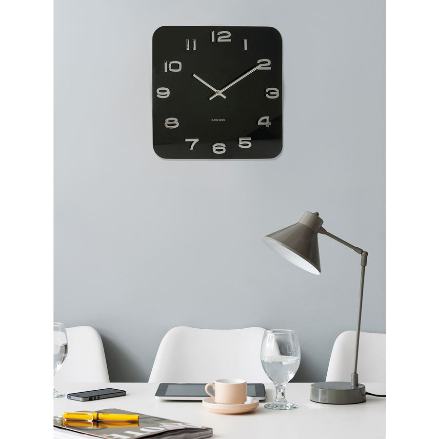 Vintage Square Wall Clock - Black