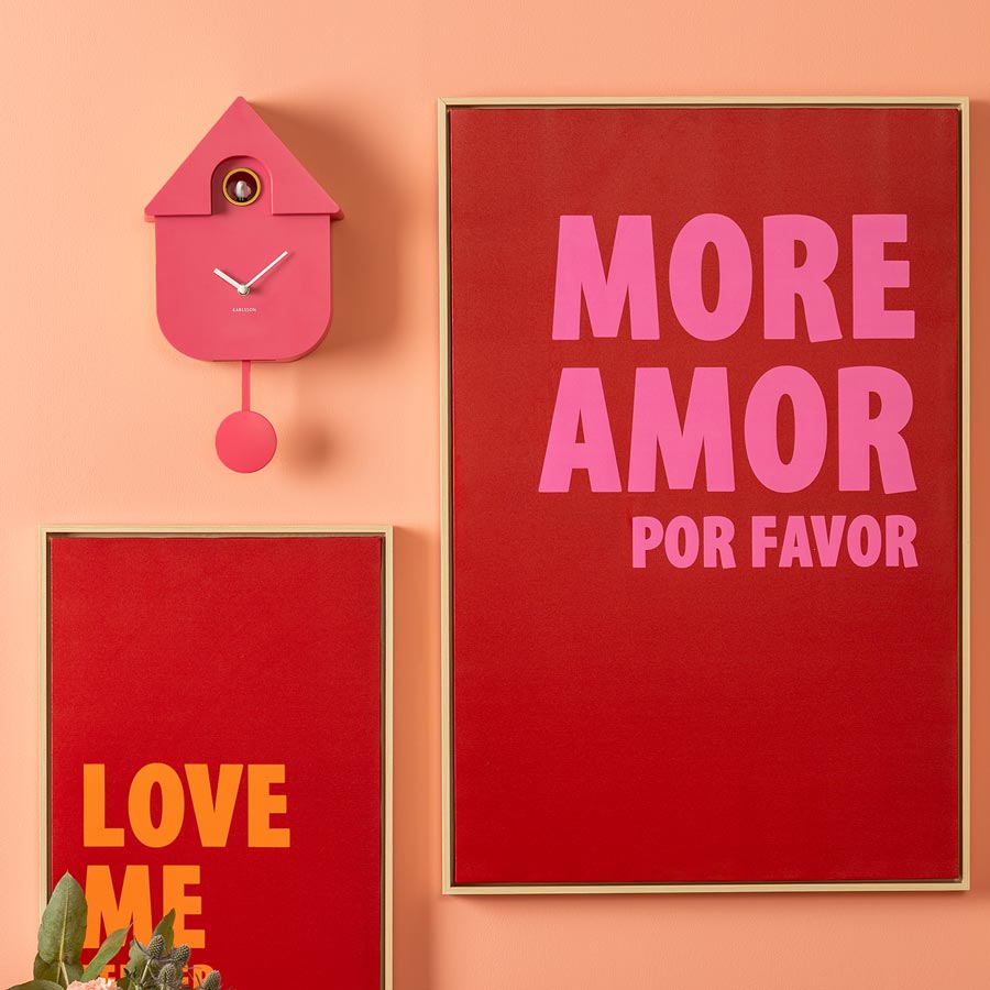 Modern Cuckoo Clock - Bright Pink