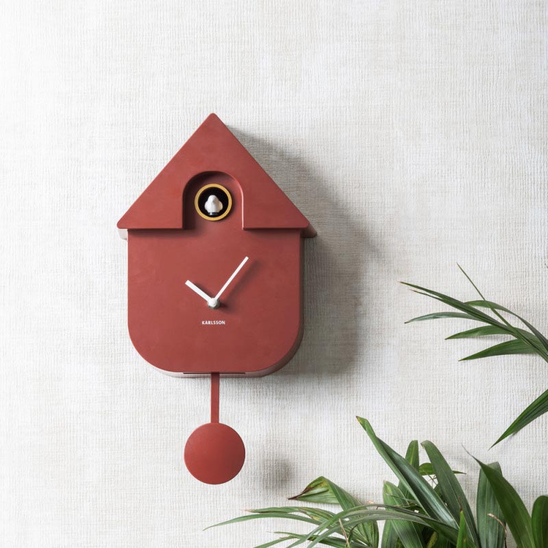 Modern Cuckoo Clock - Red Ochre
