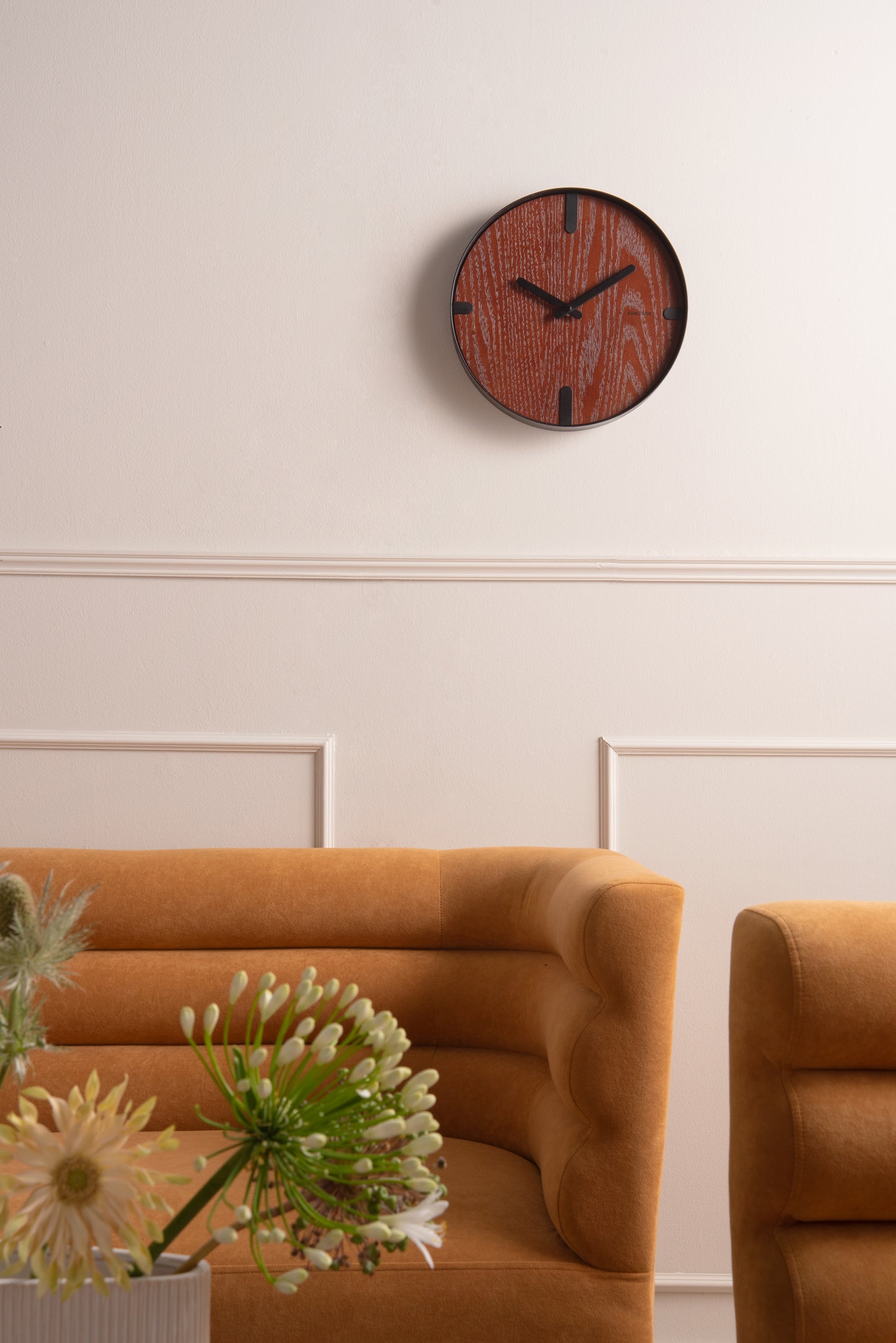 Dashed Clock Walnut - Wood/Black