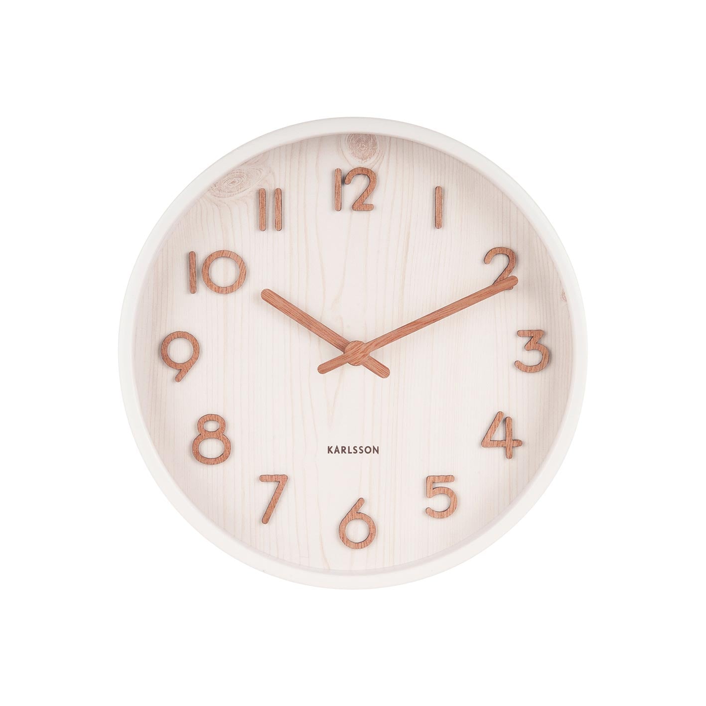 Pure Wood Grain Wall Clock - Small White