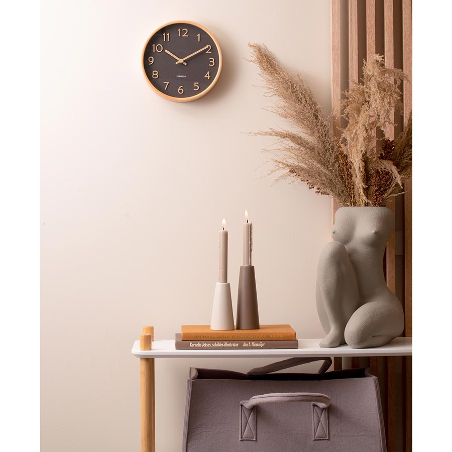 Pure Wood Grain Wall Clock - Small Black