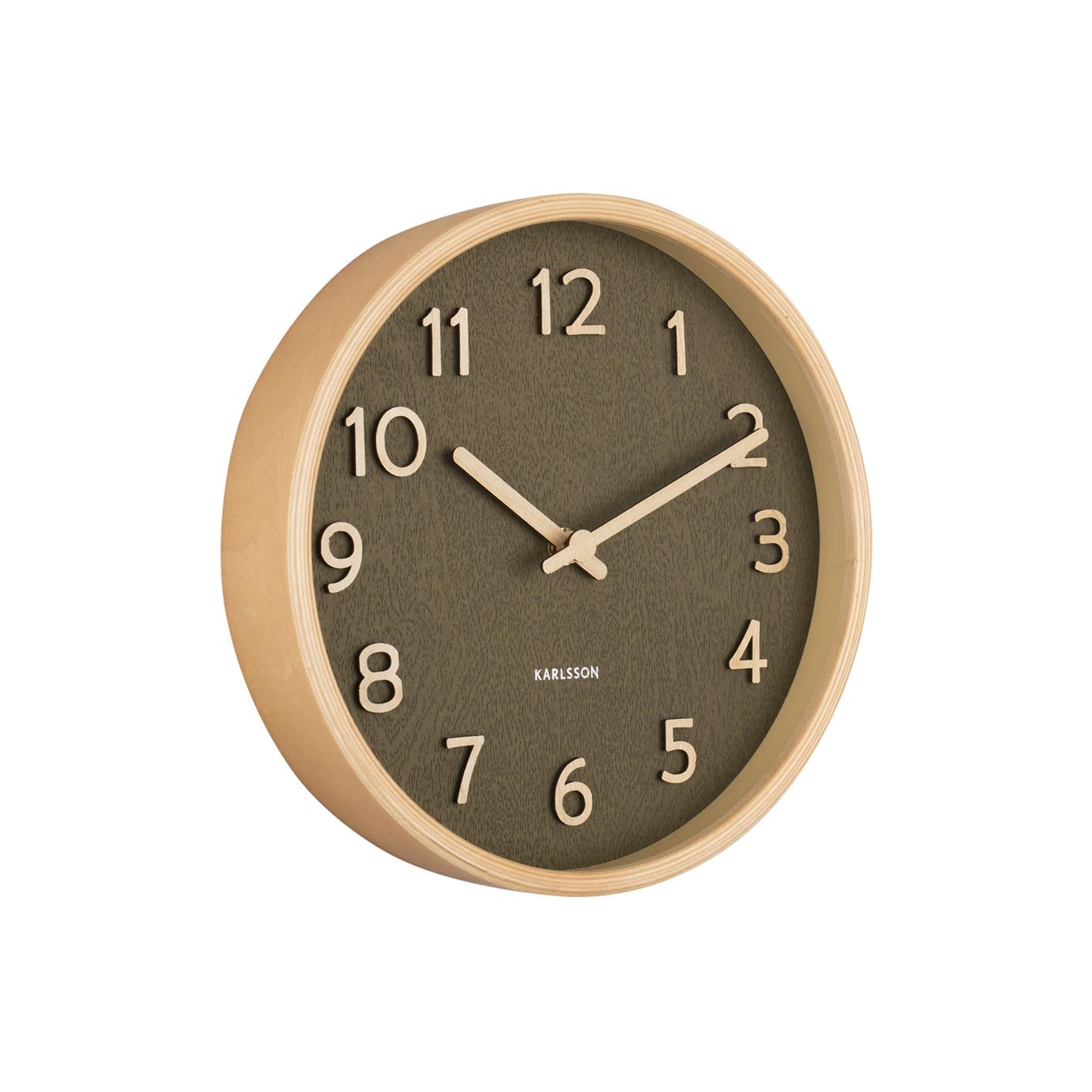 Pure Wood Grain Wall Clock - Small Moss Green