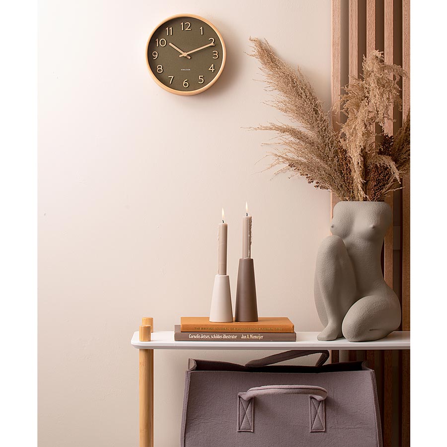 Pure Wood Grain Wall Clock - Small Moss Green