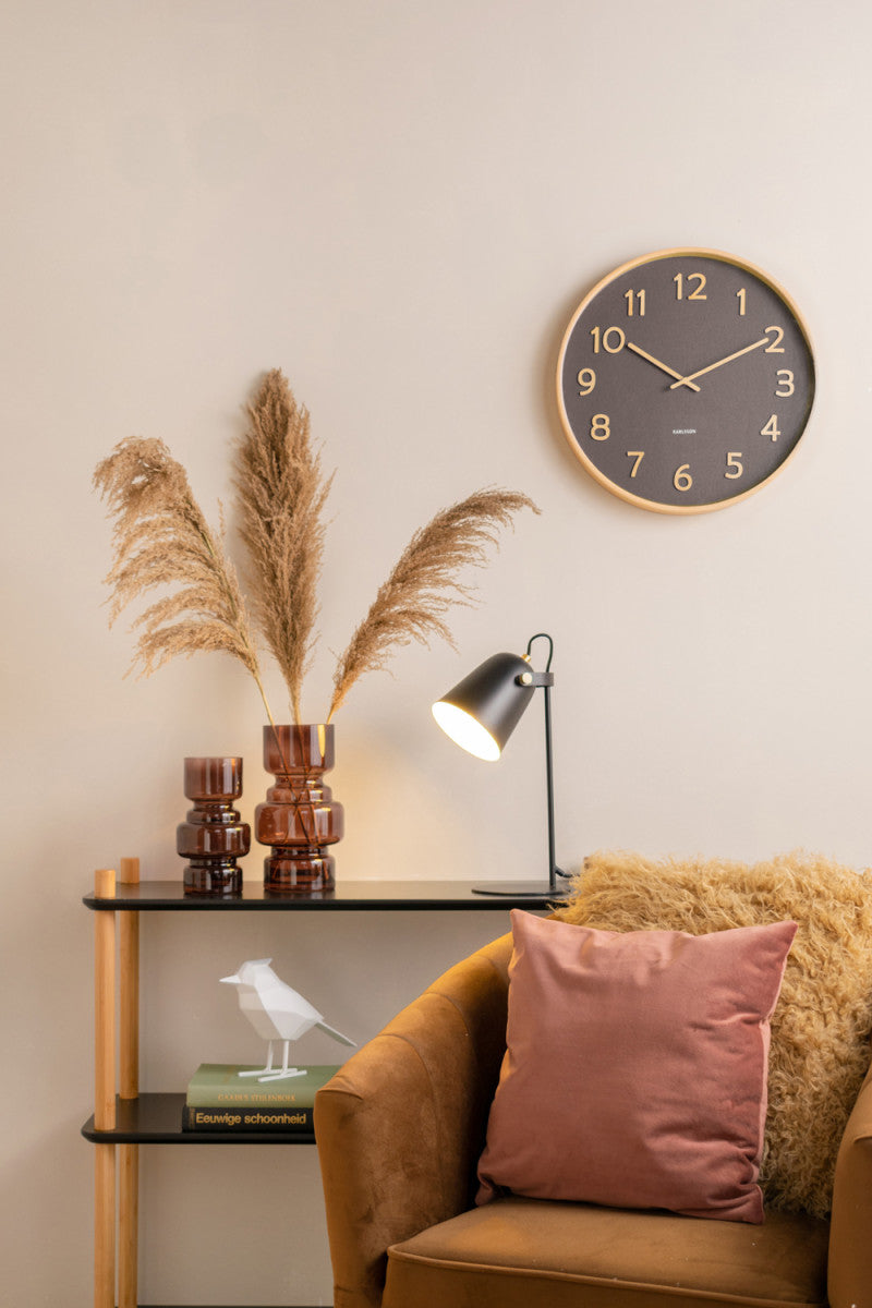 Pure Wood Grain Wall Clock - Medium Black