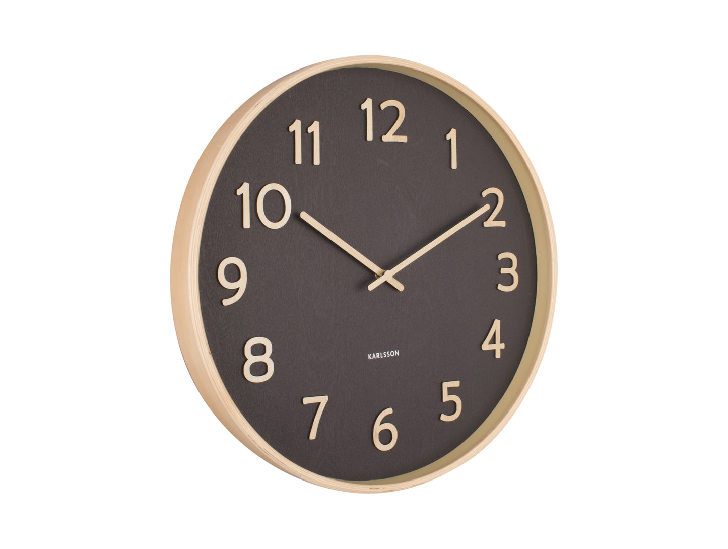 Pure Wood Grain Wall Clock - Medium Black