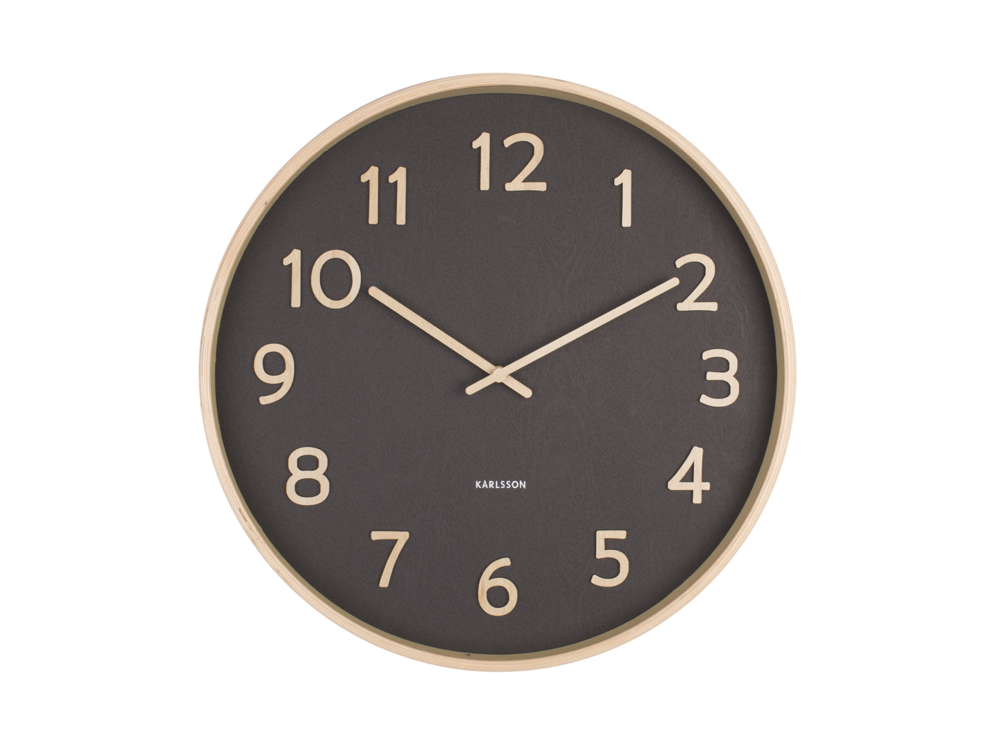 Pure Wood Grain Wall Clock - Medium Black