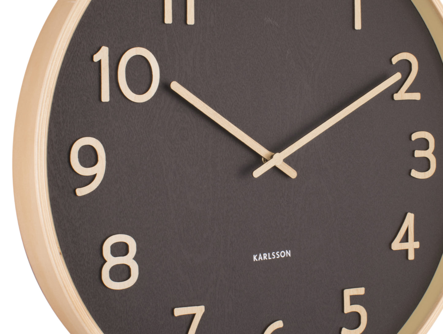 Pure Wood Grain Wall Clock - Medium Black