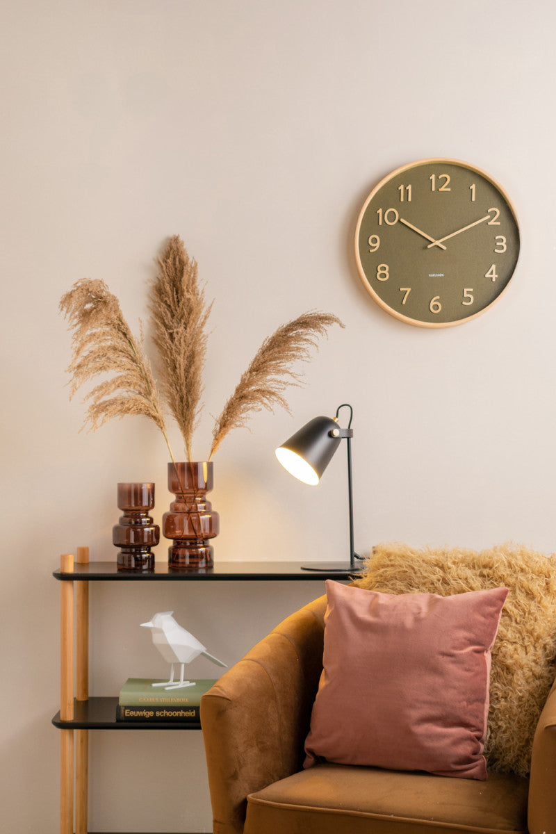 Pure Wood Grain Wall Clock - Medium Moss Green