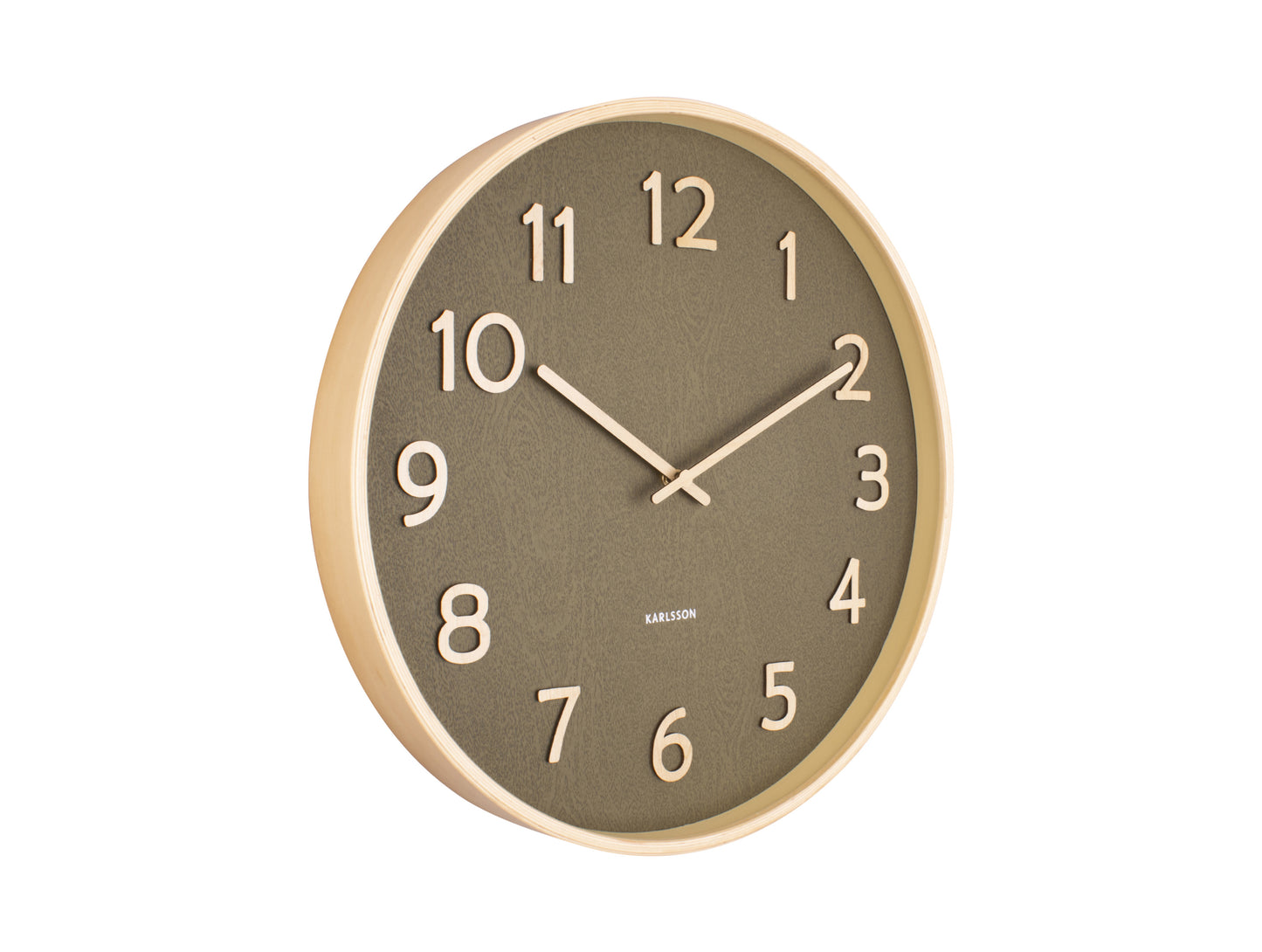 Pure Wood Grain Wall Clock - Medium Moss Green