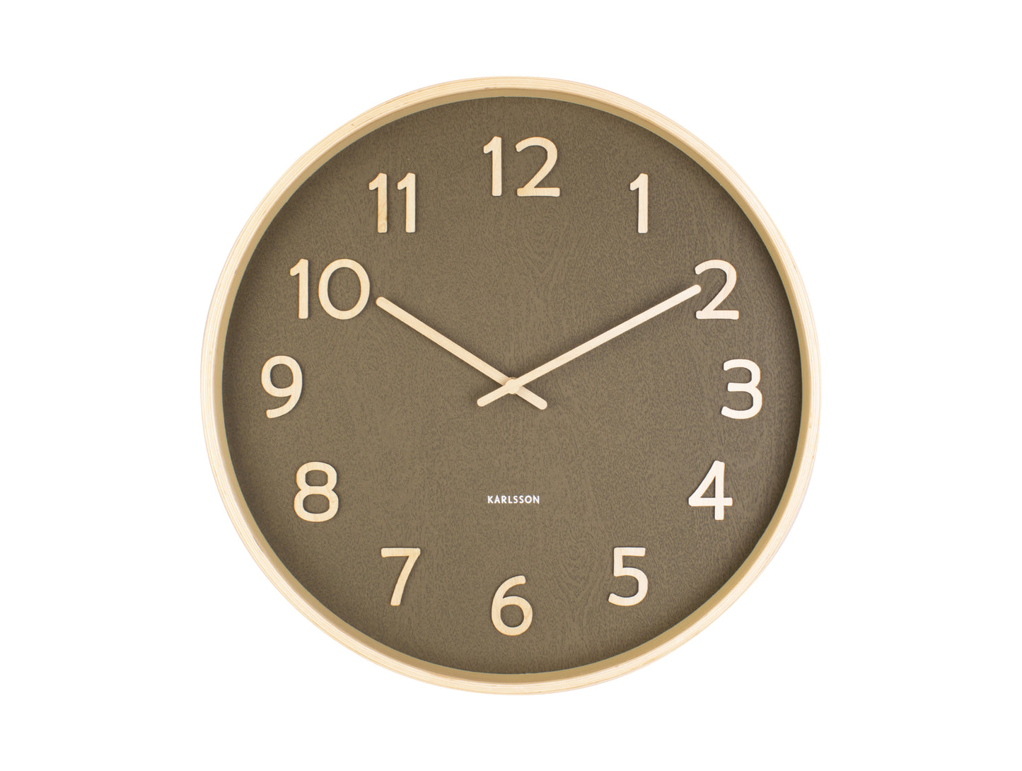 Pure Wood Grain Wall Clock - Medium Moss Green