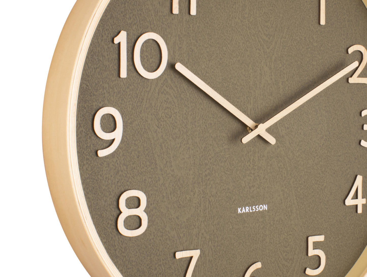 Pure Wood Grain Wall Clock - Medium Moss Green