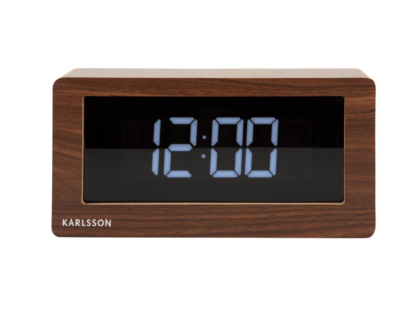 Boxed LED Table Clock - Dark Wood