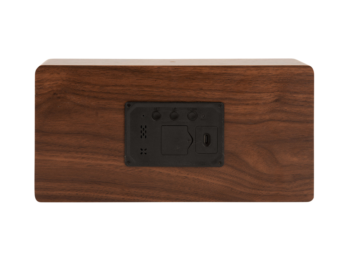 Boxed LED Table Clock - Dark Wood