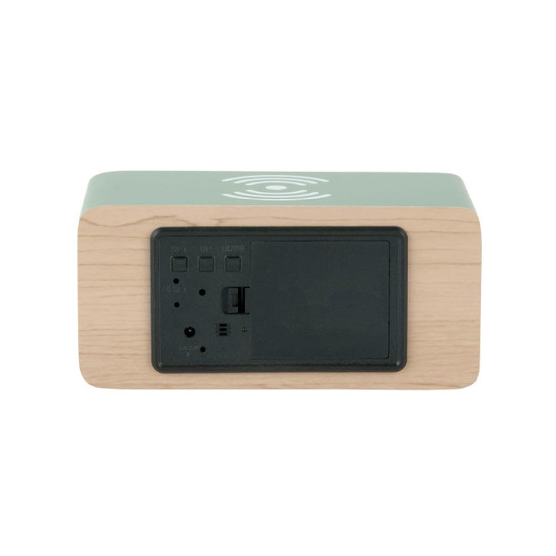 Block LED Alarm Clock w. Phone Charger (USB) - Jungle Green