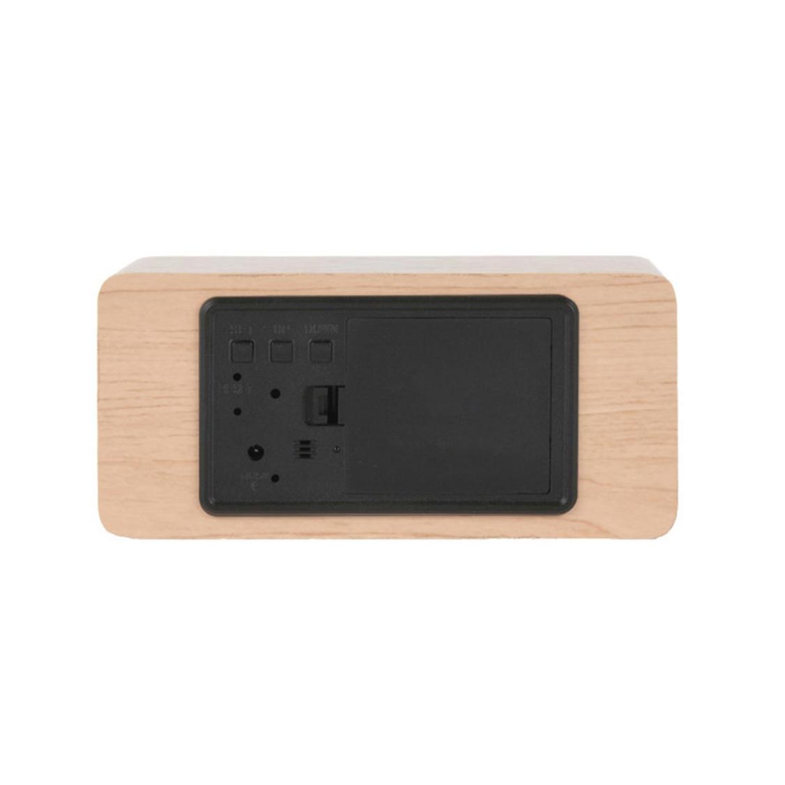 Block LED Alarm Clock w. Phone Charger (USB) - Light Wood
