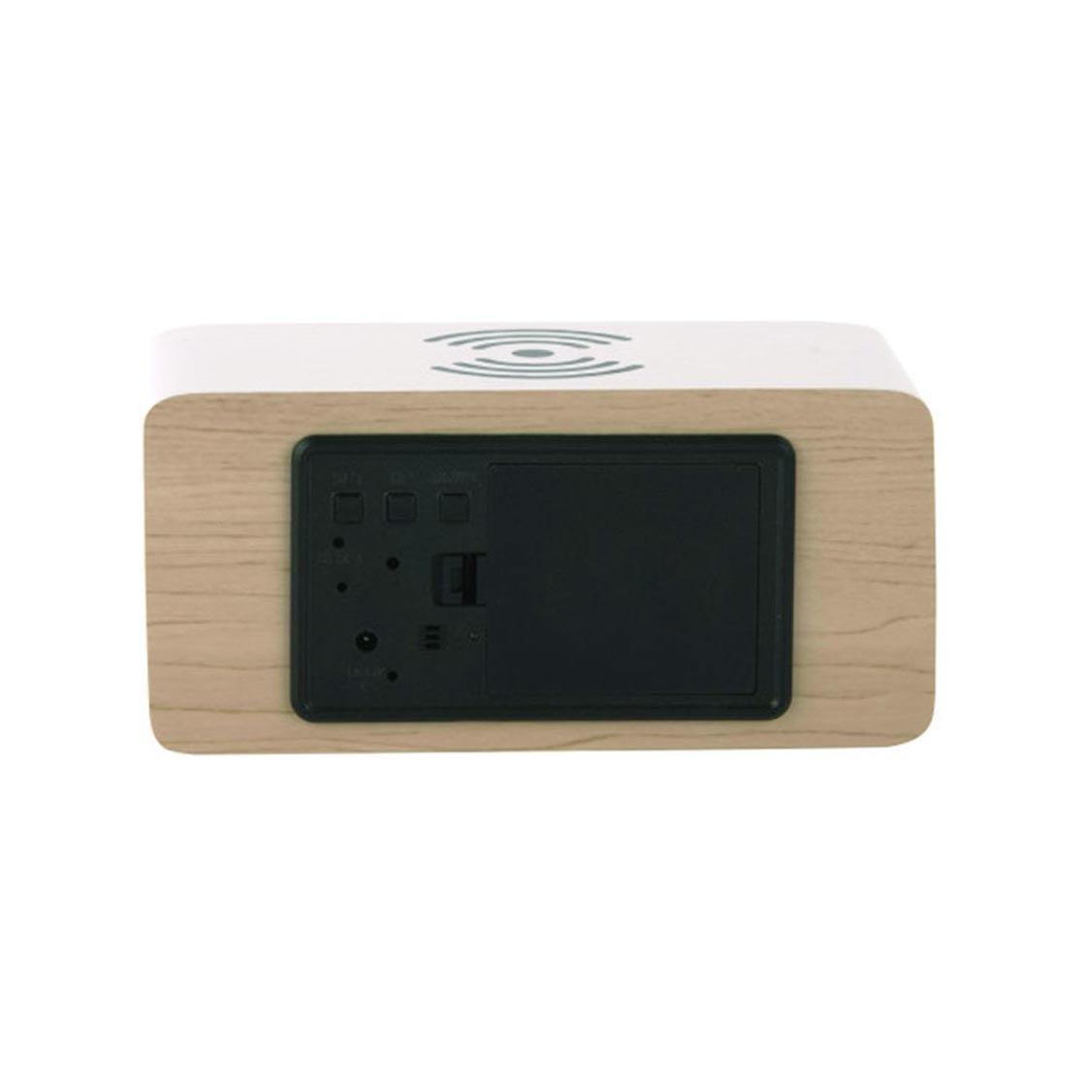 Block LED Alarm Clock w. Phone Charger (USB) - White