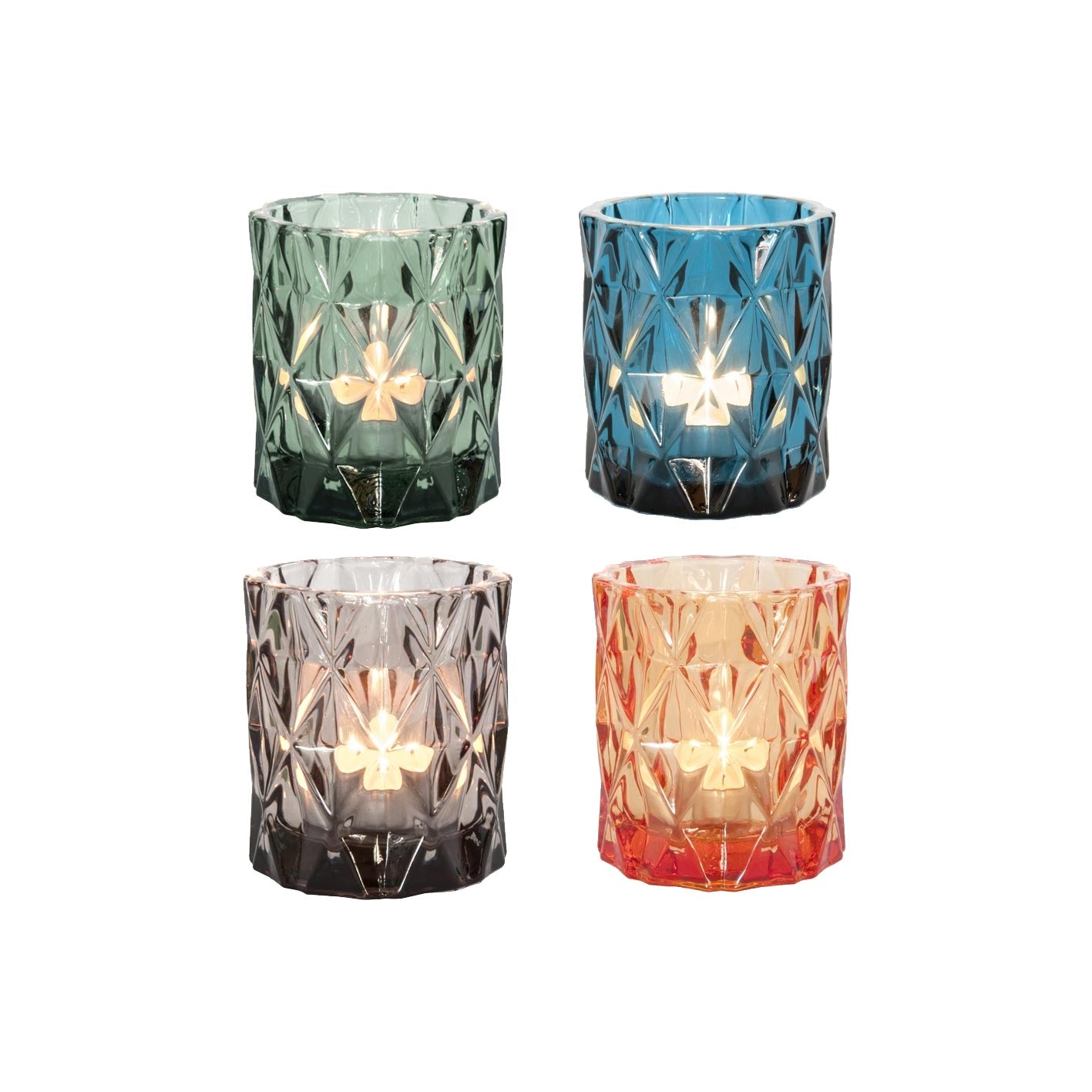 Glass Tea Light Gem - Set/4