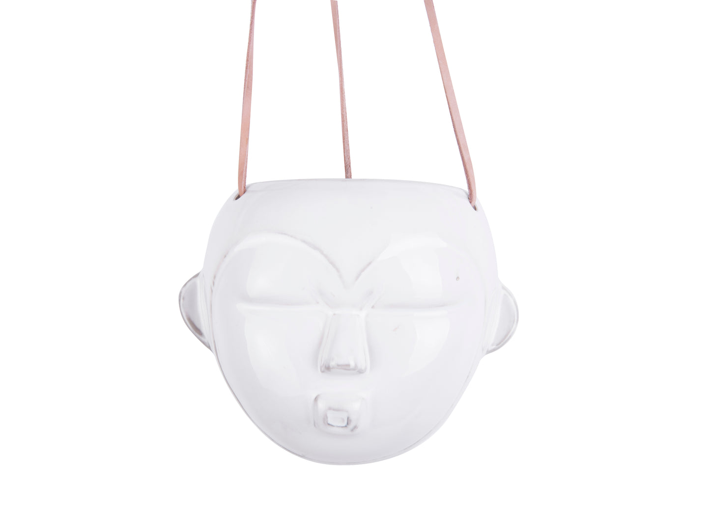 Mask Hanging Plant Pot - Round White