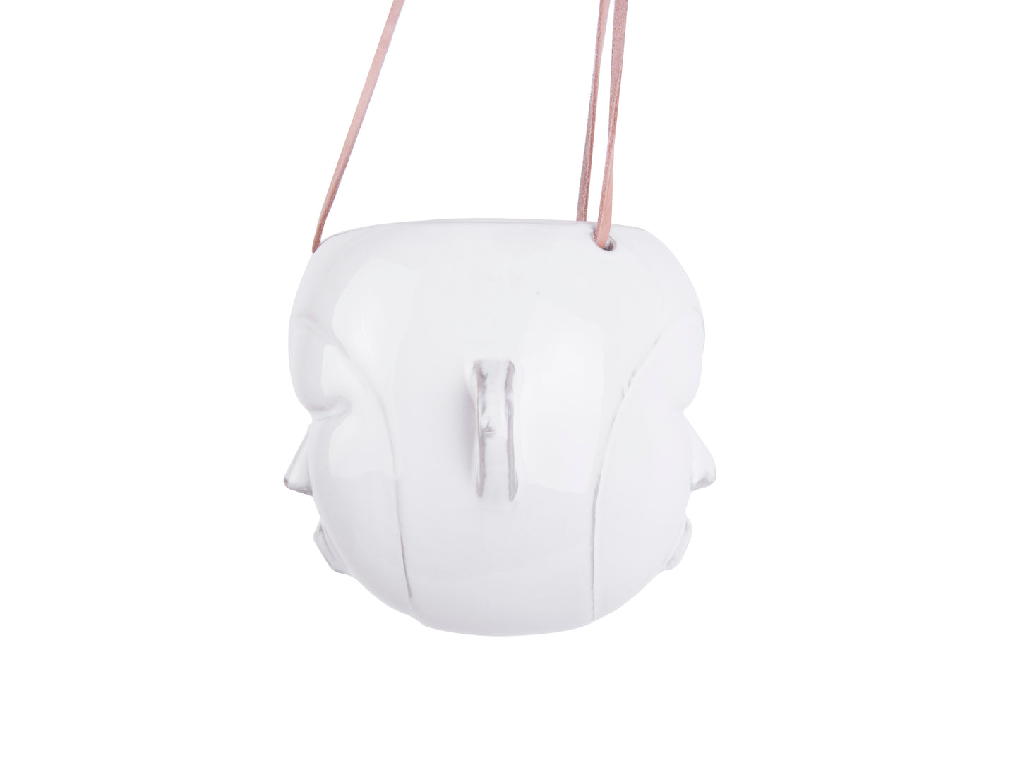 Mask Hanging Plant Pot - Round White