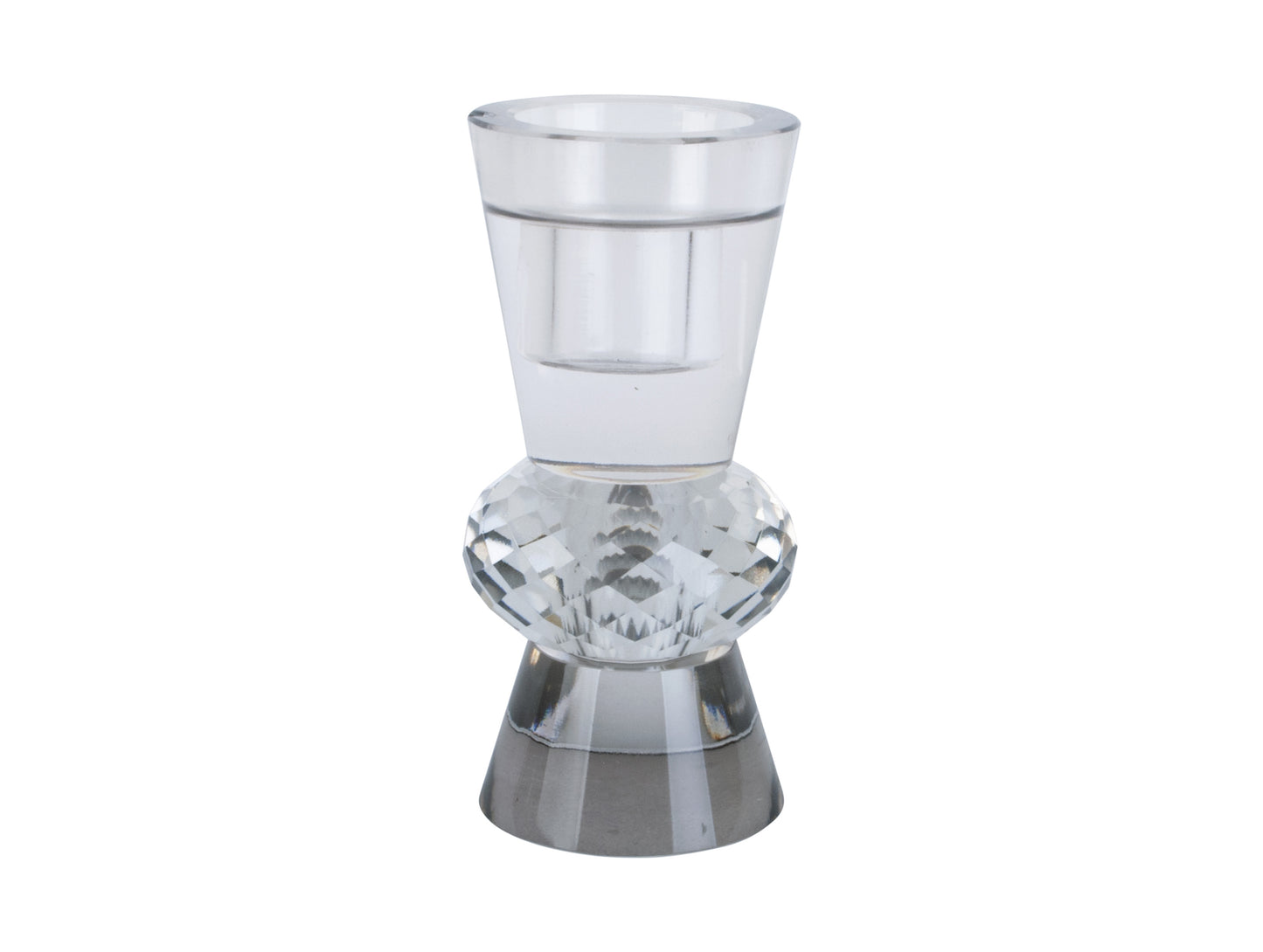 Crystal Art Glass Candle Holder - Duo Cone Clear