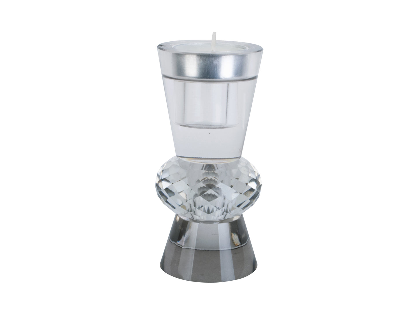 Crystal Art Glass Candle Holder - Duo Cone Clear