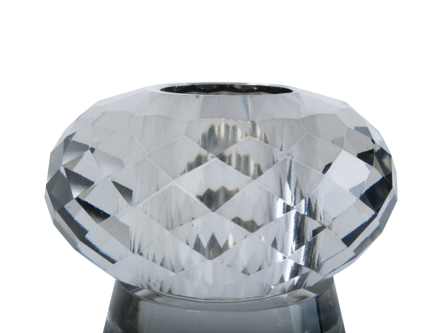 Crystal Art Glass Candle Holder - Duo Cone Clear