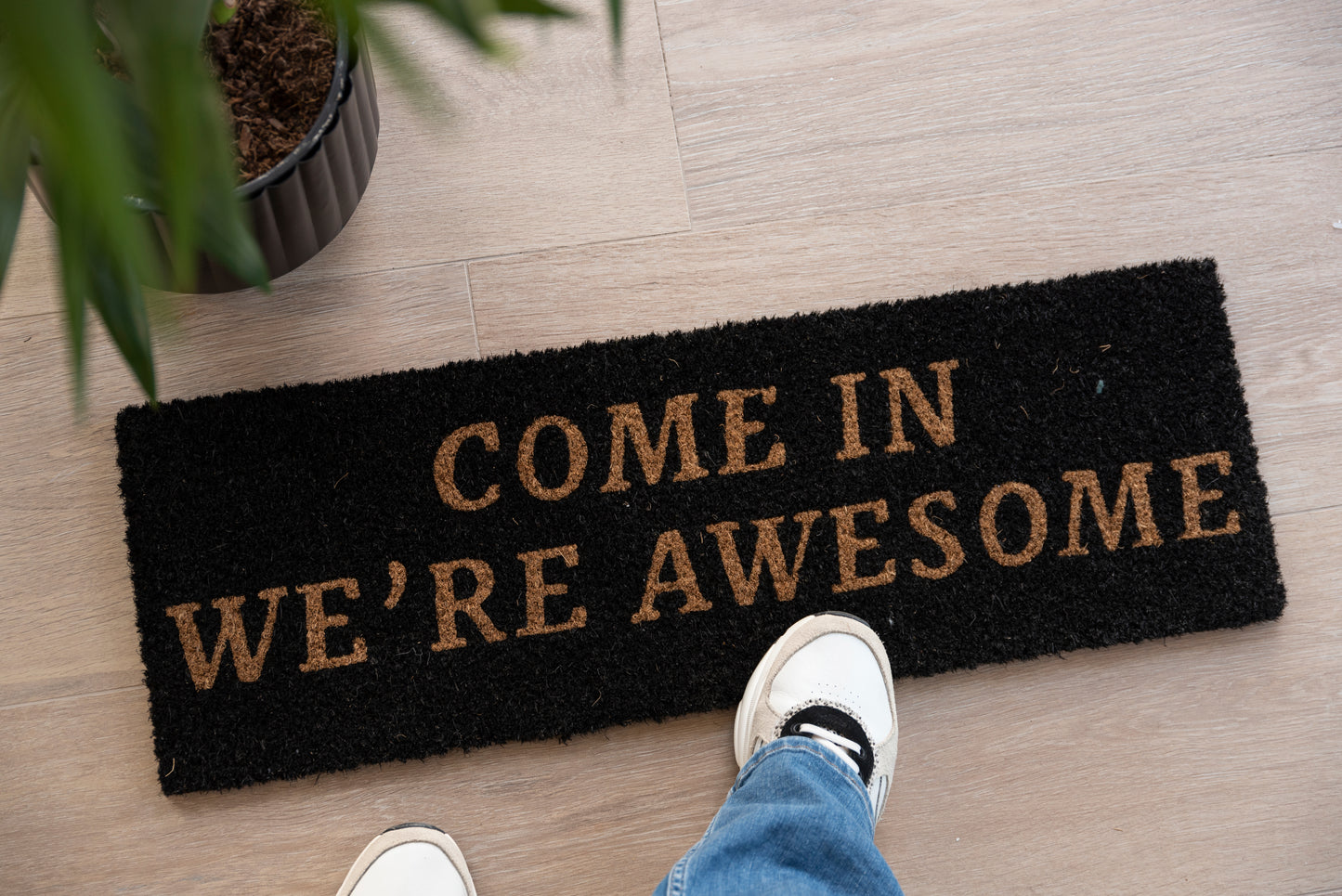 Come In Awesome Doormat - Black/Natural