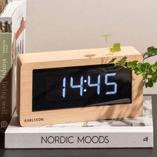 Boxed LED Table Clock (USB) - Light Wood
