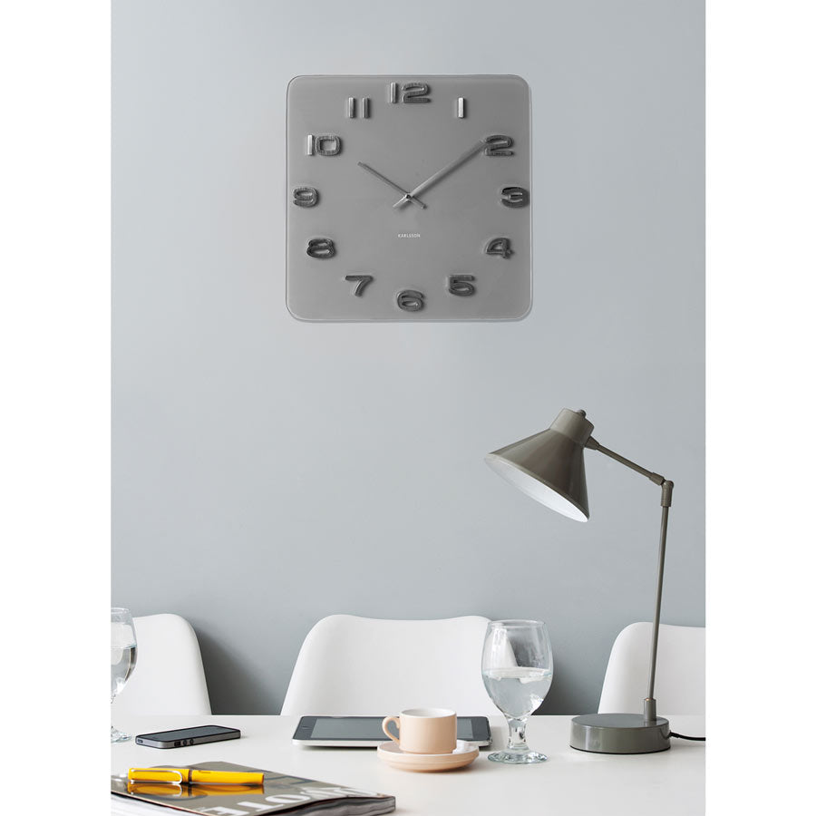 Vintage Square Wall Clock - Grey