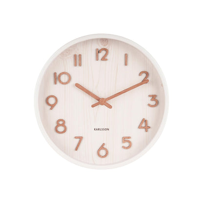 Pure Wood Grain Wall Clock - Small White