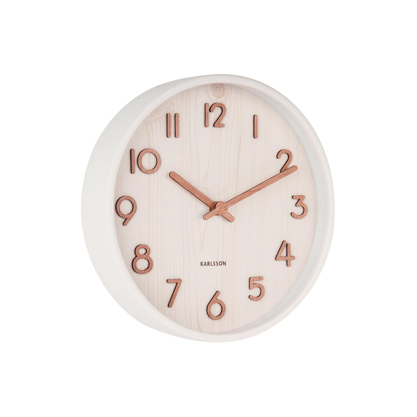Pure Wood Grain Wall Clock - Small White