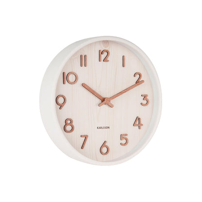 Pure Wood Grain Wall Clock - Small White