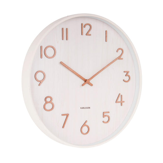 Pure Wood Grain Wall Clock - Medium White