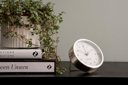 Tinge Alarm Clock - Silver/White