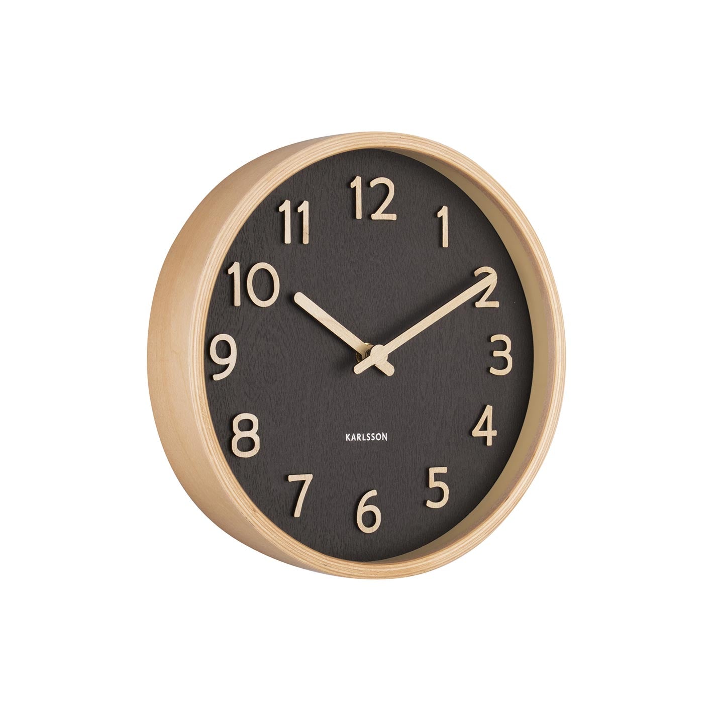 Pure Wood Grain Wall Clock - Small Black