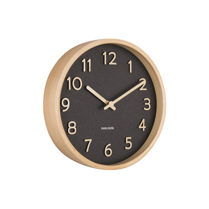 Pure Wood Grain Wall Clock - Small Black