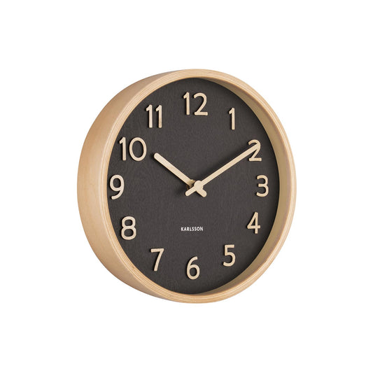 Pure Wood Grain Wall Clock - Small Black