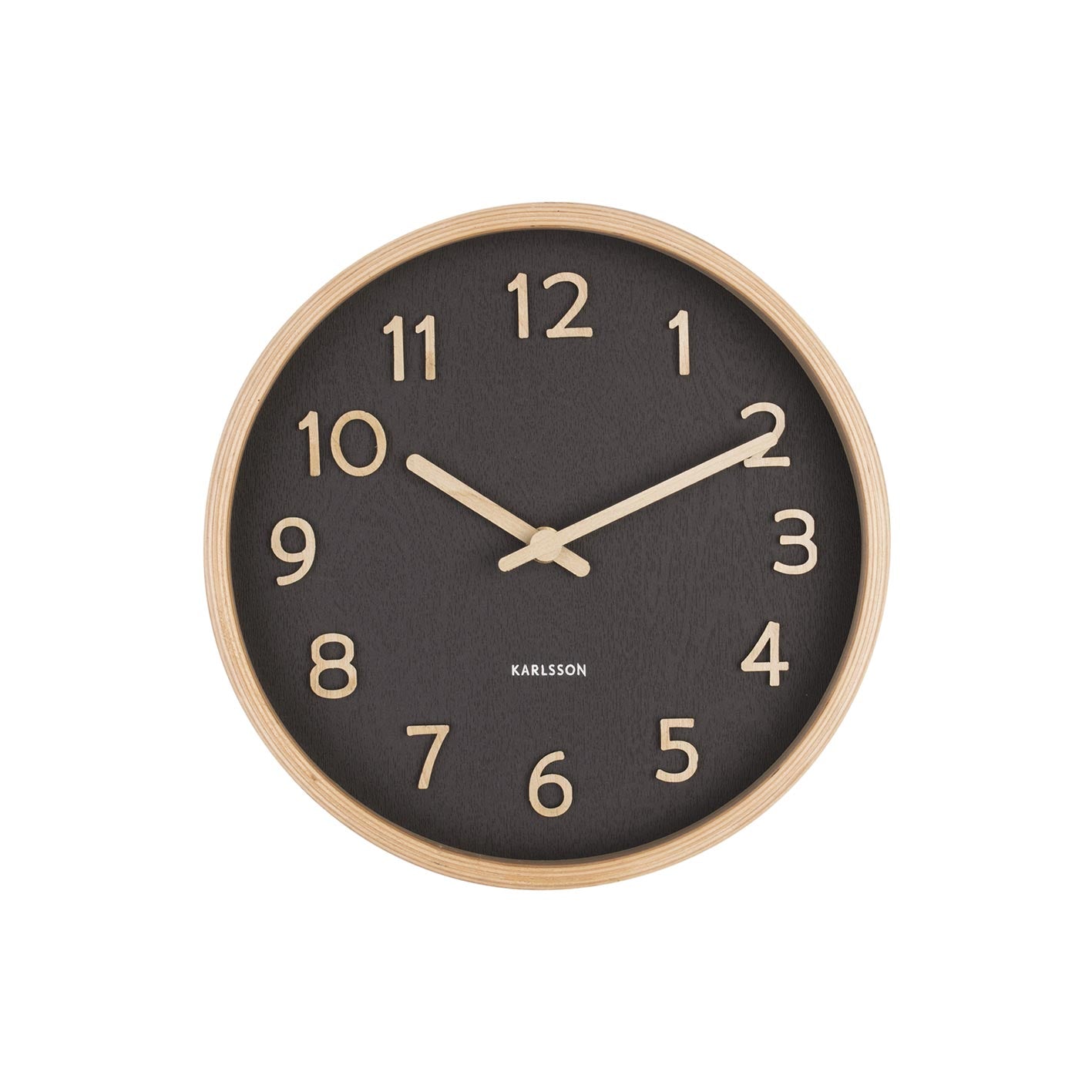 Pure Wood Grain Wall Clock - Small Black