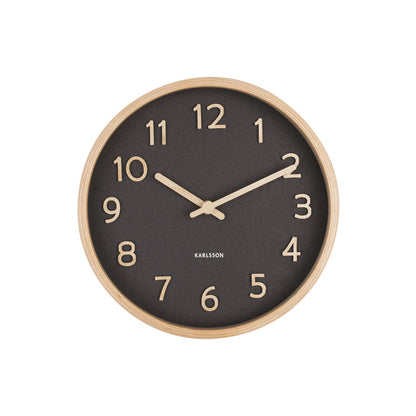Pure Wood Grain Wall Clock - Small Black
