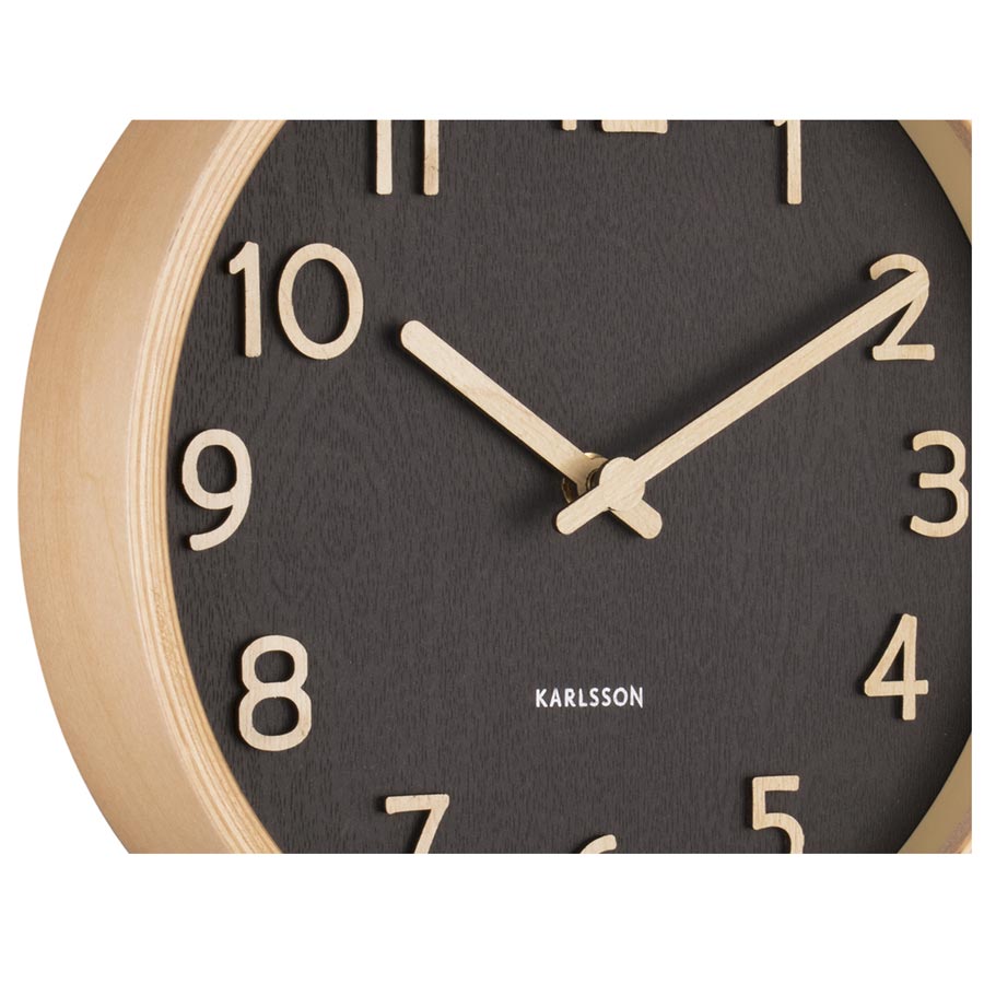 Pure Wood Grain Wall Clock - Small Black
