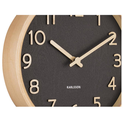Pure Wood Grain Wall Clock - Small Black
