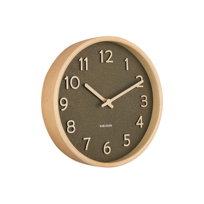 Pure Wood Grain Wall Clock - Small Moss Green