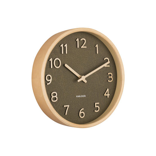 Pure Wood Grain Wall Clock - Small Moss Green