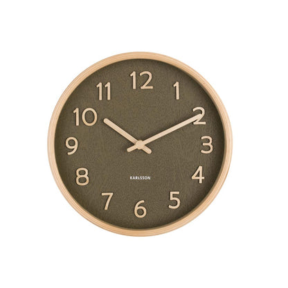 Pure Wood Grain Wall Clock - Small Moss Green