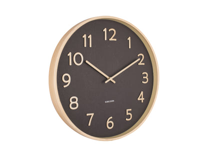 Pure Wood Grain Wall Clock - Medium Black