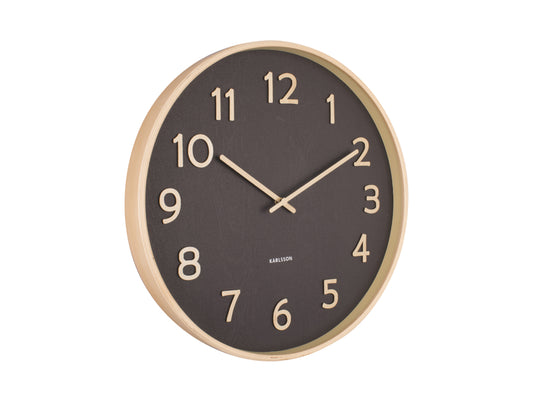 Pure Wood Grain Wall Clock - Medium Black