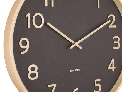 Pure Wood Grain Wall Clock - Medium Black