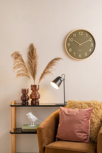 Pure Wood Grain Wall Clock - Medium Moss Green